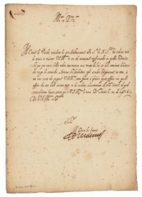 Lot #139 Charles Emmanuel I, Duke of Savoy Letter Signed - Image 1