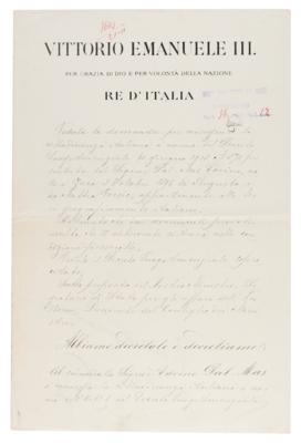 Lot #333 Vittorio Emanuele III Document Signed - Image 1