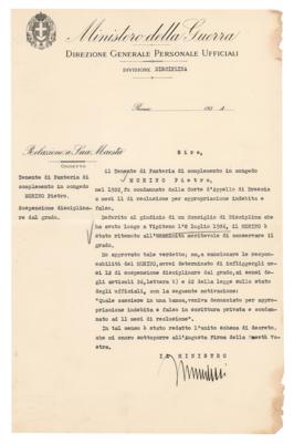 Lot #291 Benito Mussolini Document Signed - Image 1