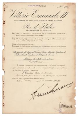 Lot #292 Benito Mussolini and Vittorio Emanuele III Document Signed - Image 1