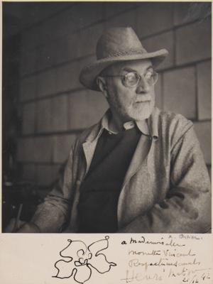 Lot #428 Henri Matisse Signed Photograph with Sketches - Image 1