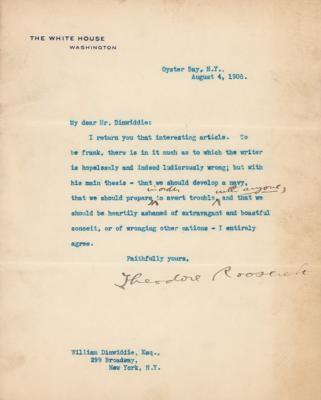 Lot #24 Theodore Roosevelt Typed Letter Signed as President on Navy - Image 1