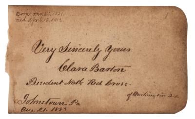 Lot #200 Clara Barton Signature at Johnstown
