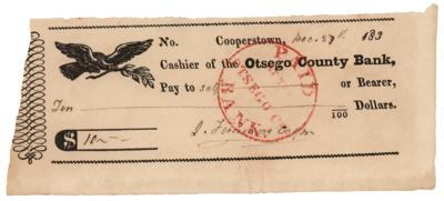 Lot #515 James Fenimore Cooper Signed Check - Image 1