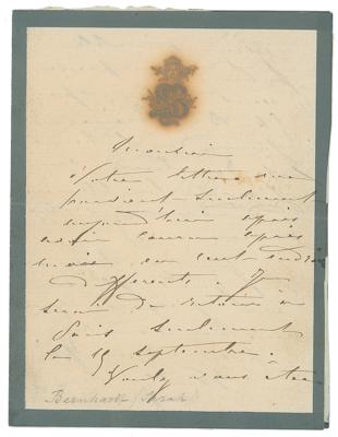 Lot #723 Sarah Bernhardt Autograph Letter Signed