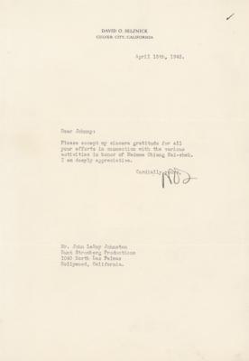 Lot #847 David O. Selznick Typed Letter Signed - Image 1