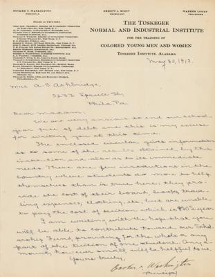Lot #336 Booker T. Washington Letter Signed
