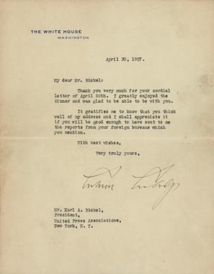 Lot #66 Calvin Coolidge Typed Letter Signed as