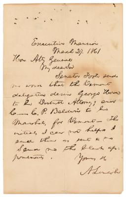 Lot #18 Abraham Lincoln Writes to Attorney General Bates - Image 1