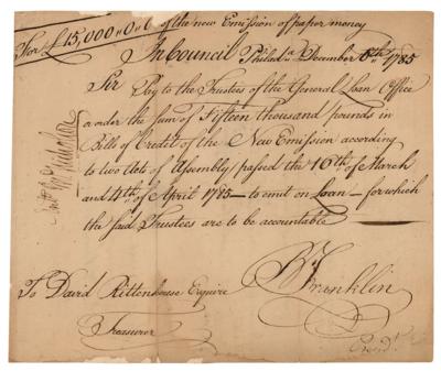 Lot #106 Benjamin Franklin Document Signed for New Currency - Image 1