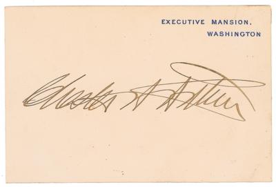 Lot #46 Chester A. Arthur Signed White House Card - Image 1