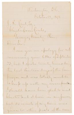 Lot #72 James A. Garfield Letter Signed on Campaign - Image 1