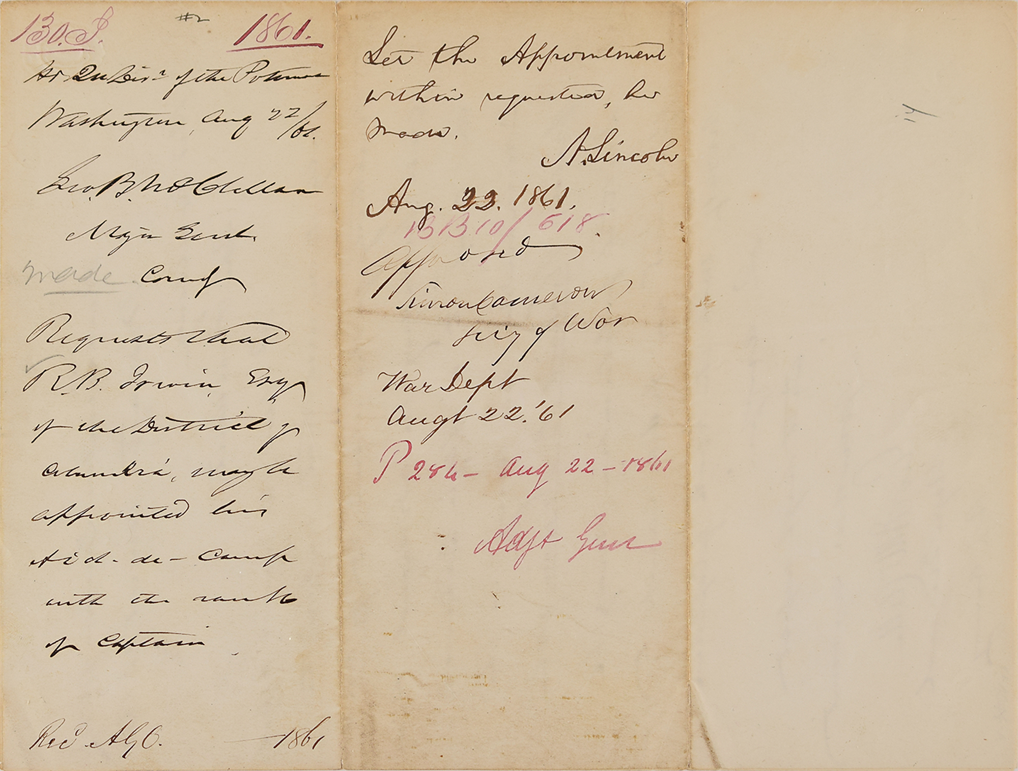 Abraham Lincoln Approves Gen. McClellan's Reccomendation | RR