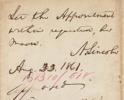 Lot #16 Abraham Lincoln Approves Gen. McClellan's Reccomendation - Image 4
