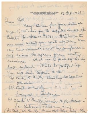 Lot #371 Chester Nimitz Autograph Letter Signed - Image 1