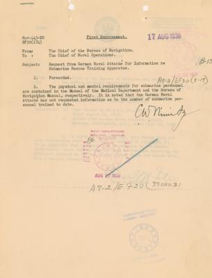 Lot #372 Chester Nimitz Document Signed - Image 1