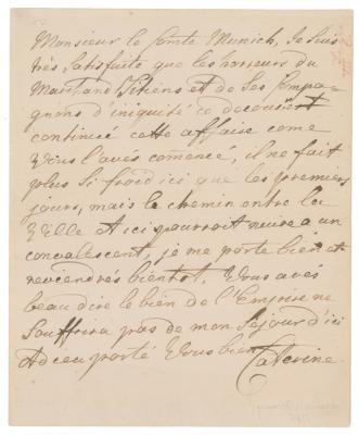 Lot #142 Catherine the Great Autograph Letter Signed on Art Collection - Image 1