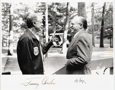 Lot #56 Jimmy Carter and Menachem Begin Signed Photograph - Image 1
