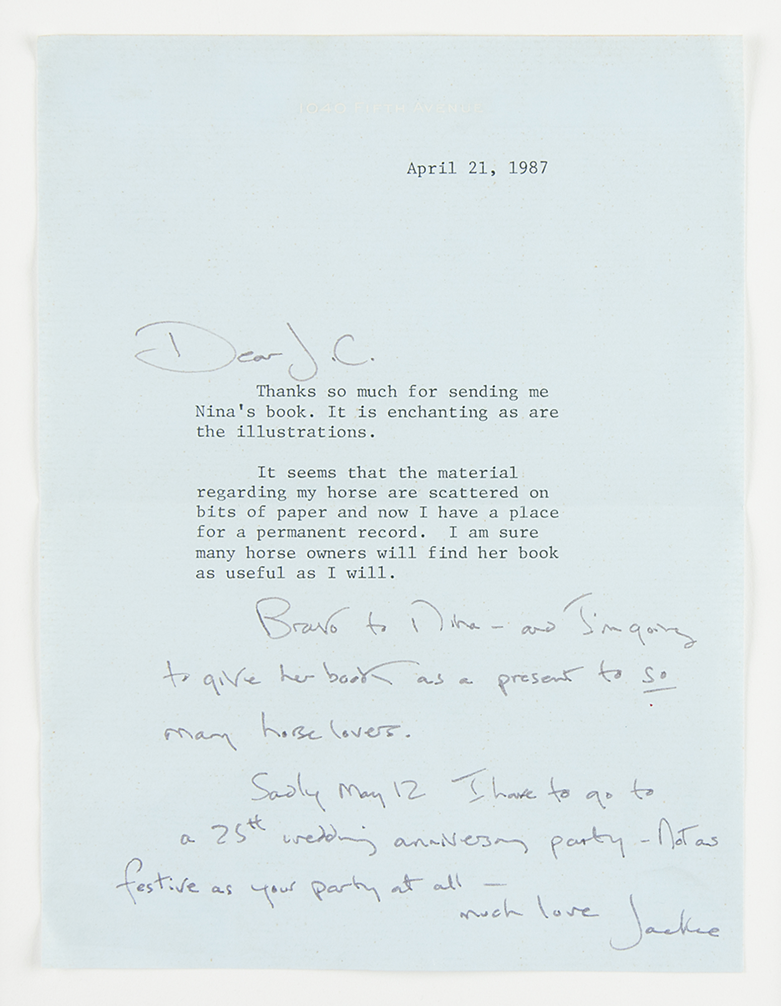 Jacqueline Kennedy Typed Letter Signed | RR Auction