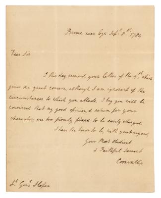 Lot #341 Charles Cornwallis Autograph Letter
