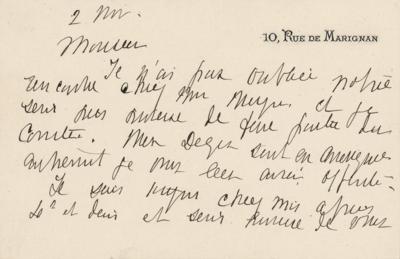 Lot #421 Mary Cassatt Autograph Letter Signed on