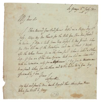 Lot #342 Marquis de Lafayette Autograph Letter