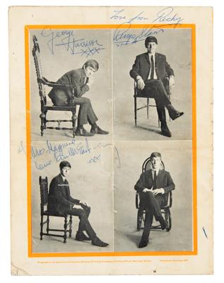 Lot #570 Beatles: McCartney, Harrison, and Starr Signed 1963 Program to Ringo's Neighbor - Image 1