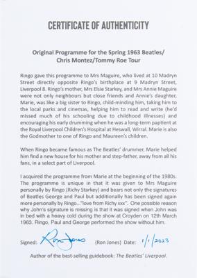 Lot #570 Beatles: McCartney, Harrison, and Starr Signed 1963 Program to Ringo's Neighbor - Image 6