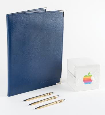Lot #8020 Apple Computer Office Supplies - Pens, Pencil, Notepad, and Folio (Early 1980s)