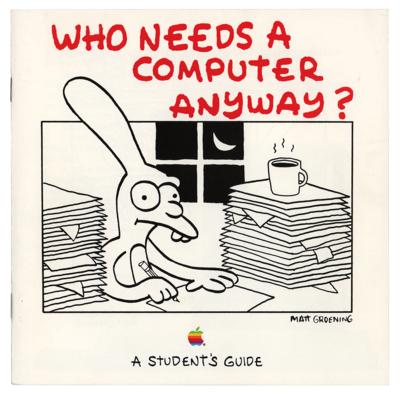 Lot #8031 Matt Groening: Apple Computer Booklet 'Who Needs a Computer Anyway? A Student's Guide' (1989)