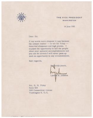Lot #85 Lyndon B. Johnson Typed Letter Signed as Vice President