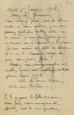 Lot #369 Maximilien Luce Autograph Letter Signed with Sketches - Image 2