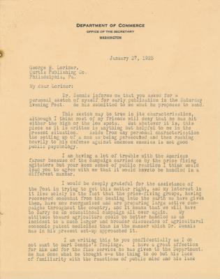 Lot #77 Herbert Hoover Typed Letter Signed