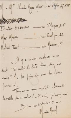 Lot #545 Maurice Ravel Autograph Letter Signed - Image 2