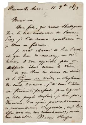 Lot #430 Victor Hugo Autograph Letter Signed