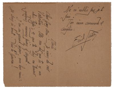 Lot #551 Erik Satie Autograph Letter Signed