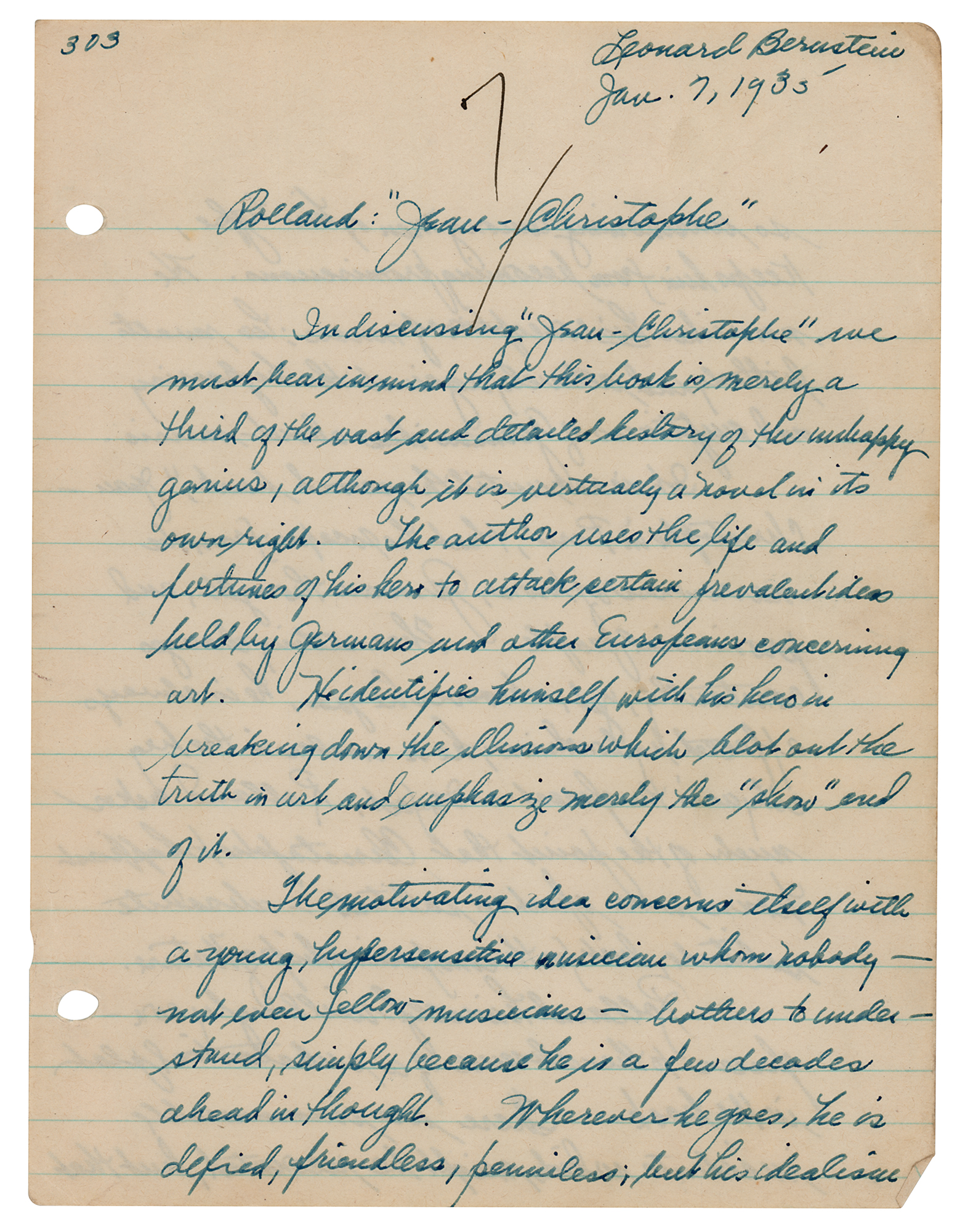 Lot #520 Leonard Bernstein Autograph Manuscript Signed