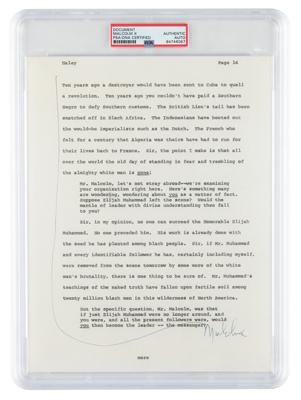 Lot #122 Malcolm X Signed Page for Alex Haley’s Playboy Interview