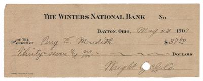 Lot #306 Orville Wright Signed Check