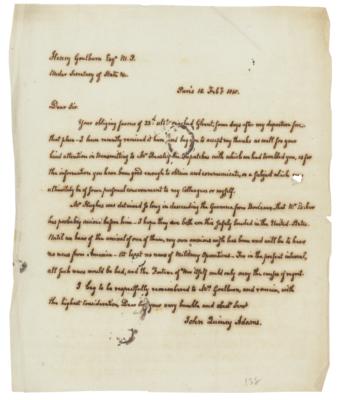 Lot #6 John Quincy Adams Press Copy Letter