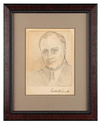 Lot #97 Franklin D. Roosevelt Signed Sketch - Image 2
