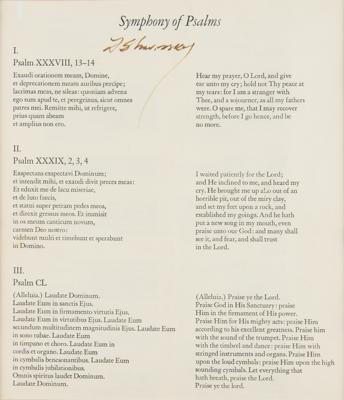 Lot #658 Igor Stravinsky Signed Lyric Sheet - Image 1