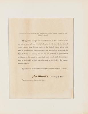 Lot #4 James Monroe War of 1812 Document Signed - Image 2