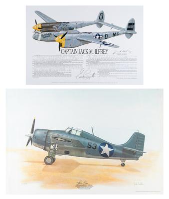 Lot #293 World War II Aces: Foss and Ilfrey (2) Signed Posters