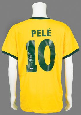 Lot #930 Pele Signed Soccer Jersey