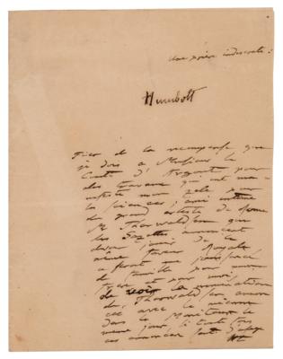 Lot #186 Alexander von Humboldt Autograph Letter Signed