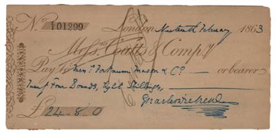 Lot #425 Charles Dickens Signed Check - Image 1