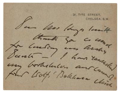 Lot #399 John Singer Sargent Autograph Letter Signed - Image 2