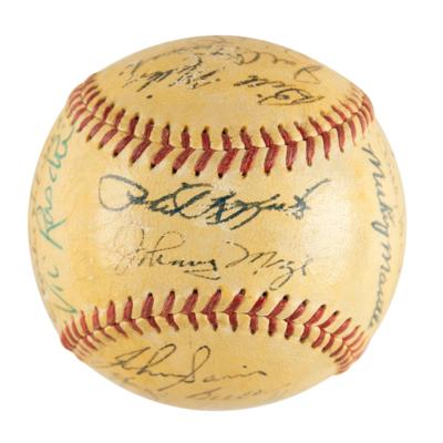 Lot #911 NY Yankees: 1952 Team-Signed Baseball w/ Bold Mantle - Image 2