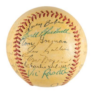 Lot #911 NY Yankees: 1952 Team-Signed Baseball w/ Bold Mantle - Image 3